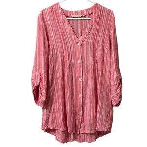 Soft‎ Surroundings Women Size Large Button Down Tunic Top V Neck Rayon Flowing